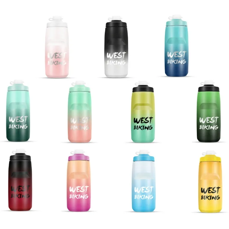 WEST BIKING 620ML Bicycle Water Bottle Portable Outdoor Cycling Water Cup, Color: White Pink Gradient