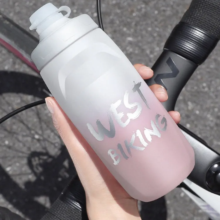 WEST BIKING 620ML Bicycle Water Bottle Portable Outdoor Cycling Water Cup, Color: White Pink Gradient