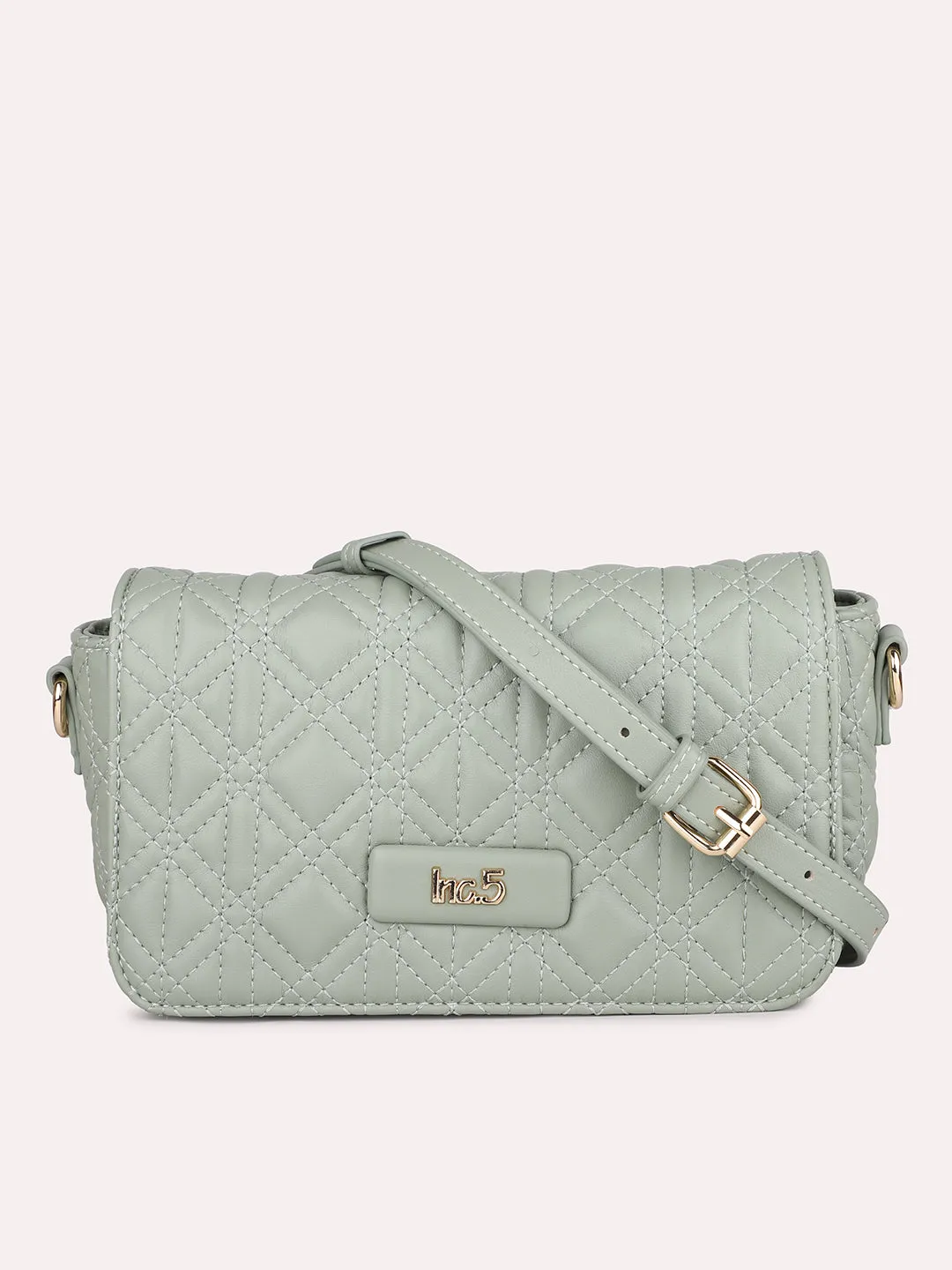 Women Pista Textured Structured Sling Bag With Quilted Detailing