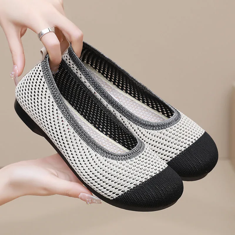 Women's Cloth Summer Breathable Hollowed Slip-on Soft Canvas Shoes