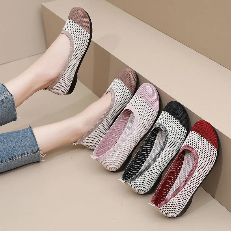 Women's Cloth Summer Breathable Hollowed Slip-on Soft Canvas Shoes